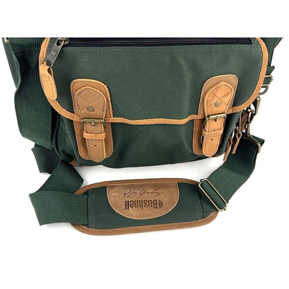 Bushnell Magnify Life Green Brown Leather Backpack Hiking Camping Laptop Bag - Picture 3 of 13